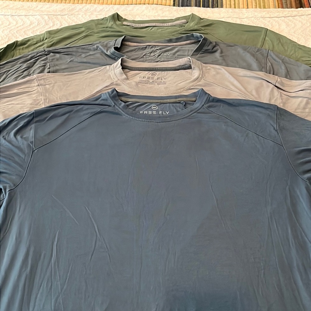 Set of four Free Fly Performance Bamboo t-shirts, 3XL